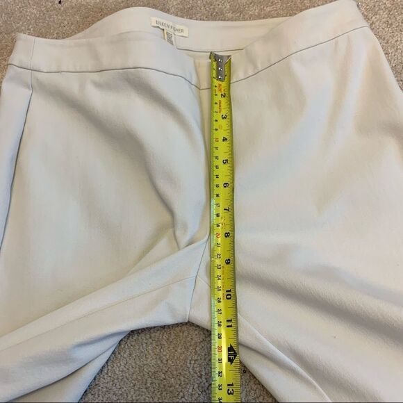 𝅺EILEEN Fisher Ivory cream Organic Cotton Stretch Slim Capri Pants Sz M - Picture 11 of 14